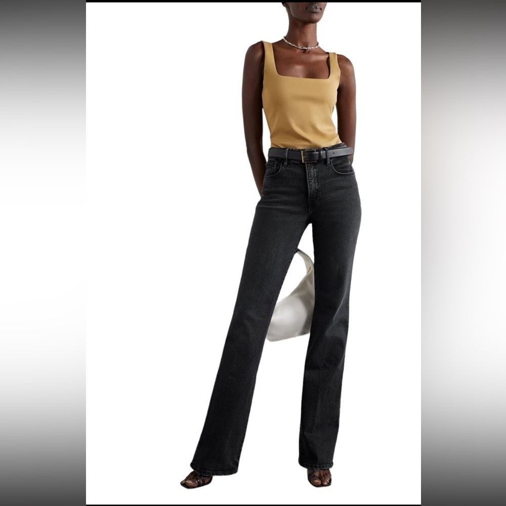 Good American Good Classic Boot Cut High Split Hem Black Jeans size 22 retro 70s